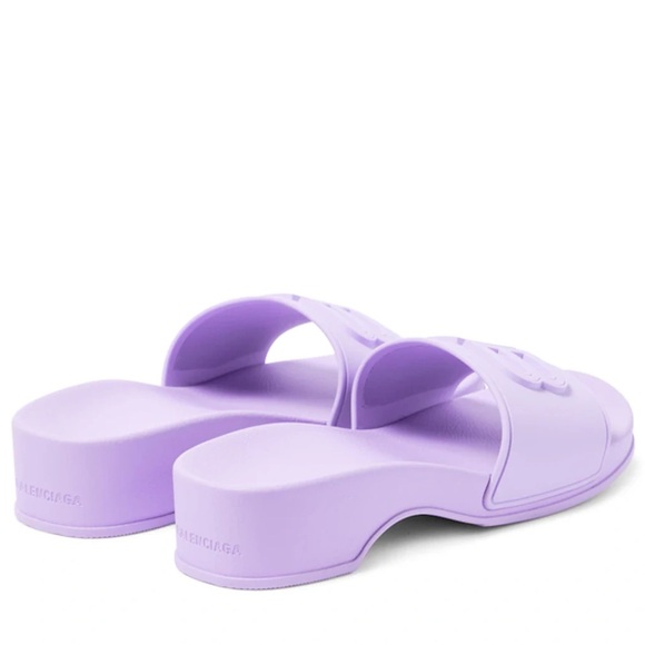 Balenciaga BB Logo Rubber Pool Wedge Slide Sandal Clog Heels - Picture 2 of 10